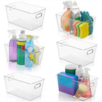 Set of 6 Clear Plastic Storage Bins With Handles, Containers To Organize Pantry, Fridge, Cabinet, Kitchen, Countertop, Closet, Cupboard, Home Organization and Storage - style: 6 pack