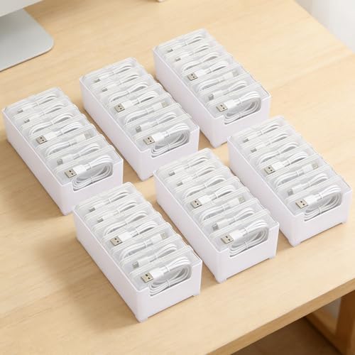 6 Set Cable Organizer Box with 7 Clear Switch Case Power Cord Organizer Desktop Cable Management Box Desktop Charger Cord Storage Organizer Box for Office Home Desk Accessories Stationery Supplies