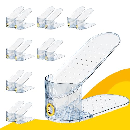 Shoe Slots Organizer, Adjustable 15 Pack Shoe Stacker for Closet Storage, Clear Double Layer Space Saver, Durable and Stackable Shoe Holder for Sneakers Heels and Flat - color: Blue, size: 15