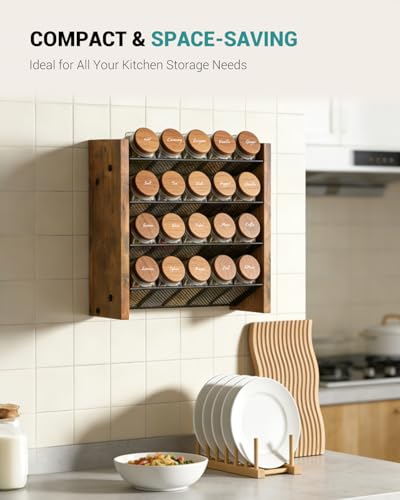 NESAPTO Spice Rack Organizer for Cabinet, Wooden 4 Tier Vertical Seasoning Organizers for Kitchen Pantry, Countertop/Wall Mount, Holds 20 Spice Jars (No Jars Included),10.3" W × 9.4" H - size: Holds 20 Jars, 10.3"W × 9.4"H
