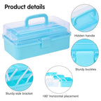 Craft Organizers Plastic Tool Box with Handle 3-Layer for Sewing Supplies, Medicine, Art Supplies, Nails and Hair Accessories 12.5inch (Blue) - color: Blue