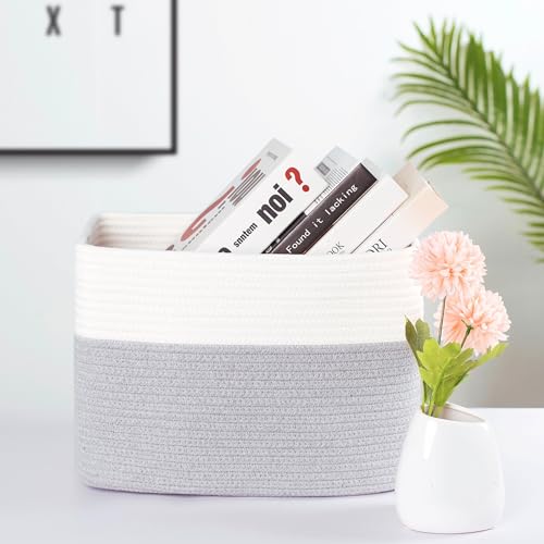 MINTWOOD Design 3-Pack Storage Baskets for Shelves, Playroom and Classroom, Book Basket, Decorative Storage Cube Bins, Woven Closet Organizers, Pantry and Shoe Organizer, Grey - color: Cool Grey
