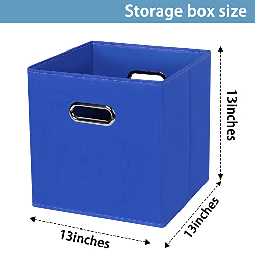 Black Fabric Cubby Storage Bins,13x13x13 Inches ,Cube Organizer Bin Foldable Storage Boxes with Dual Handles Fabric Organizer Box and collapsible Storage basket,Set of 3 ,Dark Blue - color: Dark Blue, size: 3 Pack