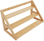 3 Tier Bamboo Spice Rack Organizer for Cabinet - Seasoning Rack Fits 24 Spice Jars, 17.5” Wide Countertop & Cabinet Organizer for Kitchen Organization