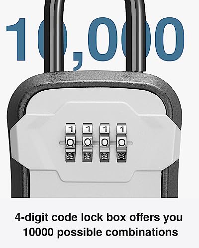 Puroma Lock Box, Key Lock Box Wall Mount & Portable Combination Lockbox with Resettable Code, Security Lockbox for Outside House Keys, Apartment Realtors Spare Keys Storage (1 Pack, Gray) - color: Gray