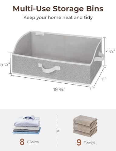 StorageWorks Closet Storage Bins, Trapezoid Organizer Box for Shelves, Fabric Clothes Bin, Foldable Organizing Baskets with Handles, Large, Gray, 3-Pack - color: Gray, size: Large