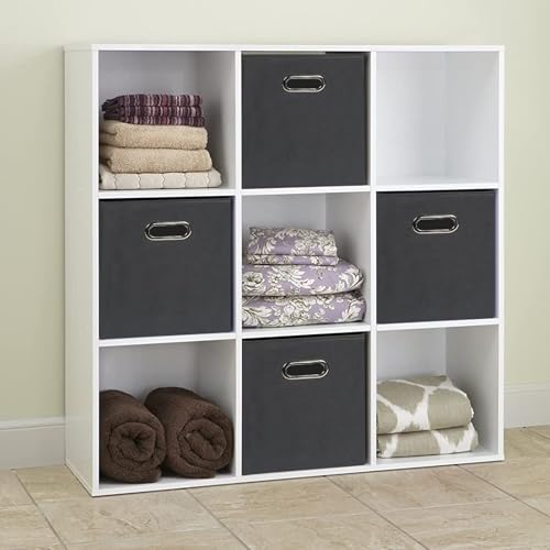 Fabric Cloth Storage Bins,Fabric Cube Organizer with Dual Handles Foldable Cube Storage Baskets for Home Bedroom Storage,Set of 10,(Gray) - color: Gray, size: 10 Pack