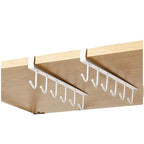 Cup Holder Under Cupboard,Kitchen Under Cabinet Utensils Hanging Hooks Rack, Drilling Free Cabinet Door Hanging Hook Rack,6 Hooks Kitchen Storage Utensil Organizer Hook Rack,2 Pack (White) - color: White 2pcs