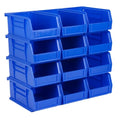 Hudson Exchange 7-1/2" x 4" x 3" (12 Pack) Plastic Stackable Storage Bin and Hanging Container, Blue - color: Blue, size: 12 Pack