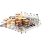VEVOR 18.5"Wx21"Dx3.5"H Pull Out Cabinet Organizer, Heavy Duty Slide Out Pantry Shelves, Chrome-Plated Steel Roll Out Drawer, Drawer Storage for Home Under Sink, 20"Wx22"Dx7"H Install Size for Cabinet - size: 18.5"Wx21"D
