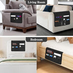 PU Leather Couch Organizer Caddy Sofa Armrest Organizer, Remote Control Holder for Recliner, Waterproof Armchair Caddy with 6 Pockets Storage for Magazine, Tablet, Phone, Remote (Black)