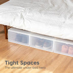 IRIS USA Stackable Shoe Storage Box with Latch Drop Front Door, 6-Pack, for Scarf Game Organizer Container with Ventilation Holes for Closet Under Bed Entryway Storage, Strudy, Wide, Clear - size: 18 Qt Drop Front - 6 Pack