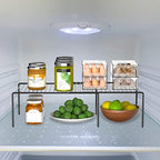 Redrubbit Expandable Metal Rustproof Kitchen Counter and Shelf Rack, 4 Piece Set of 2, Space Saver for Kitchen, Fridge, Bathroom - color: Black
