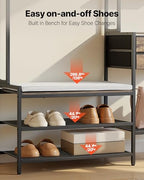 VEVOR Hall Tree with Bench and Shoe Storage, Entryway Bench with Coat Rack, 2 Drawers, 3 Storage Cubbies, 3 Open Shelves, Coat Hooks with Soft Cushion for Entryway, Hallway - size: 70.9" * 47.2"