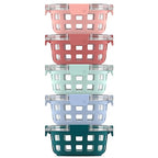 Ello Duraglass 3.4 Cup Round Meal Prep Sets 10Pc, 5 Pack Set- Glass Food Storage Container with Silicone Sleeve and Airtight BPA-Free Plastic Lids, Dishwasher, Microwave, and Freezer Safe, Melon - color: Melon Rounds, size: 3.4 Cup