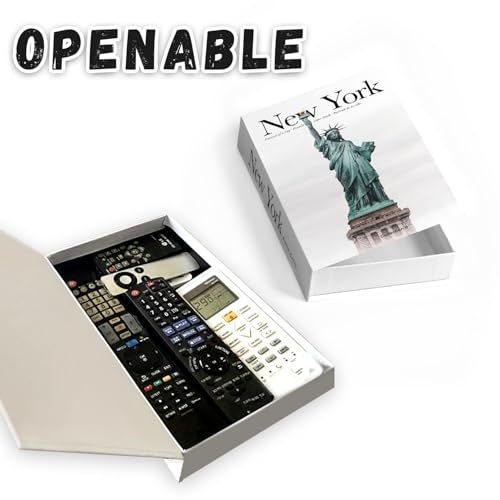 Decorative Storage Book Box – Hidden Storage for Remote Controls, Keys, and Small Items – Elegant Home Decor for Living Room, Bedroom, Coffee Table – Modern Style Faux Book Organizer (New york) - style: New york