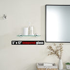 JQK Bathroom Glass Shelf Chrome, Tempered Glass Shower Storage 12 by 5 inches, 304 Stainless Steel Polished Chrome Wall Mount, TGS101L12-CH - color: Chrome, size: 12 Inch (1 Pack)
