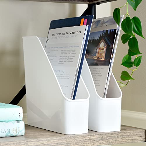 Youngever 3 Pack File Folder Bin Storage, Plastic File Folder Bin Organizer with Handle (White) - color: White