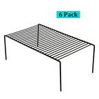iPEGTOP Set of 6 Large (15.7 x 9.4 Inch) Kitchen Cupboard Organiser, Freezer Cabinet Storage Metal Shelf Wire Rack, Rustproof Steel Shelves for Fridge Pantries Countertops Utensils, Black - color: Black