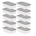 Amazon Basics Plastic Storage Containers with Secure Latching Lids, Stackable Organization Bins for Organizing, Clear/Grey, 5 Quart, Set of 10 - size: 5 Qt. - 10 Pack