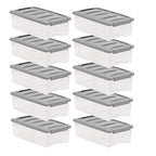 Amazon Basics Plastic Storage Containers with Secure Latching Lids, Stackable Organization Bins for Organizing, Clear/Grey, 5 Quart, Set of 10 - size: 5 Qt. - 10 Pack