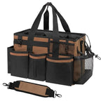 SCAVATA Wearable Cleaning Caddy, Cleaning Caddy Supplies Organizer with Handle & Shoulder Straps for Housekeepers, Under Sink & Car Cleaning Tool Organizers Bag with 4 Foldable Divider (Brown) - color: Brown