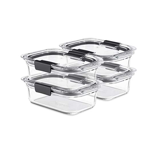Rubbermaid Brilliance Glass Food Storage Containers, 3.2 Cup, Set of 4, BPA-Free, Leak-Proof, Clear - size: 3.2 cups (8-Piece)