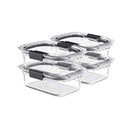 Rubbermaid Brilliance Glass Food Storage Containers, 3.2 Cup, Set of 4, BPA-Free, Leak-Proof, Clear - size: 3.2 cups (8-Piece)