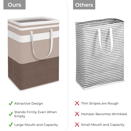 HomeHacks 2-Pack Large Laundry Basket, Waterproof, Freestanding Laundry Hamper, Collapsible Tall Clothes Hamper with Extended Handles for Clothes Toys in the Dorm and Family (Brown, 75L) - color: Brown, size: 75L