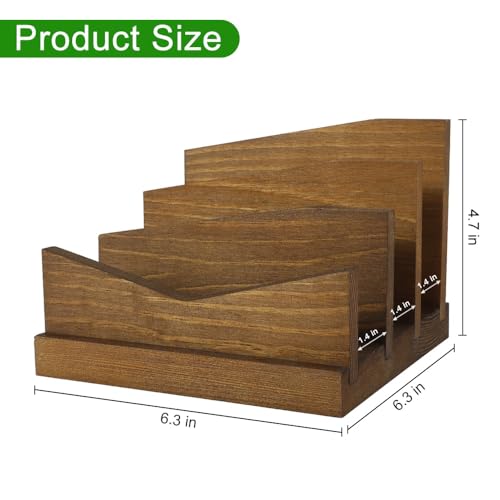 Picowe Desk Mail Organizer Wooden Mail Holder, 3 Slots Letter Holder Organizer Envelope Organizer for Home Office
