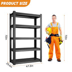 47.2" W Garage Shelving 3000LBS Heavy Duty Storage Shelves Adjustable 5 Tier Metal Shelving Unit for Industrial Garage Basement School Warehouse, 23.6" D x 47.2" W x 72" H, Black - size: 23.6"D x 47.2"W x 72"H
