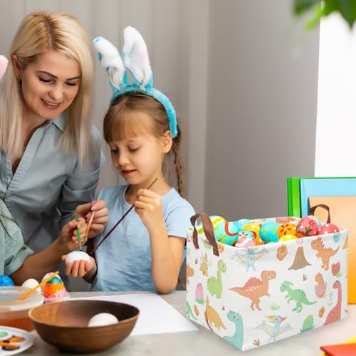 Rectangular Easter Dinosaur Basket,Waterproof kids toy storage box bedroom,Dinosaur Storage Box,kids laundry Basket,Easter Room Decor,Nursery Hamper,Gift Baskets(Dinosaur) - color: Easter Dinosaur