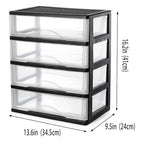 BYCY Medium 4 Drawer Clear Stacking Desktop Organizer for Office Supplies,Stackable Storage Drawers Plastic Storage Bins For Kitchen Cabinets, Pantry, Home Organization (Black, Medium 4Drawer) - size: Medium 4Drawer