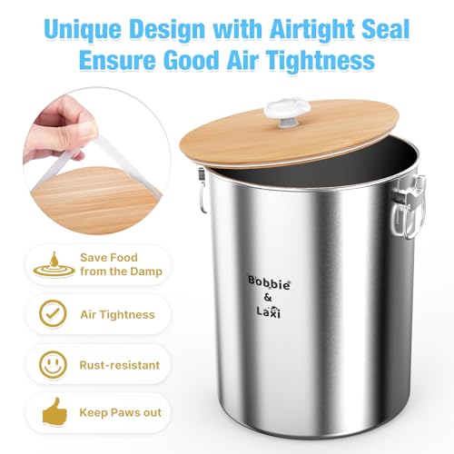 25 Lbs Large Stainless Steel Dog Food Storage Container with Lids Airtight to Keep Food Fresh, Metal Pet Food Bin Claw Handle Easy Clean & Use for Big Dog Multiple Pet, Long-Lasting Cat Food Storage