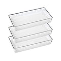 3 Pack Large Clear Plastic Drawer Organizer Tray Cutlery Utensil Makeups Drawer Organizers 12" X 6" - size: 3 Pack 12"x6" Clear Plastic