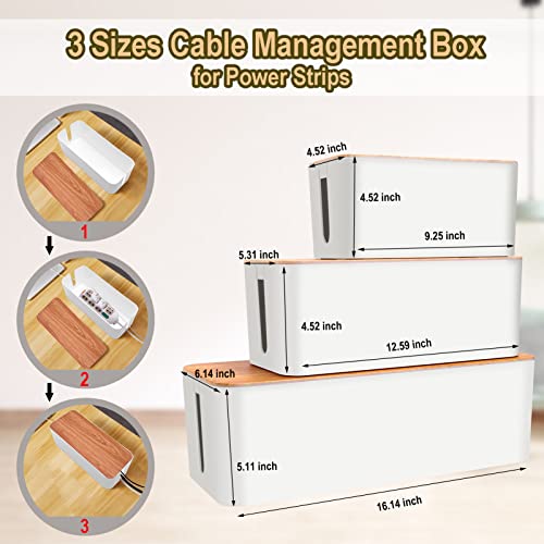 YUANYE Cable Management Box Cable Management Kit for Power Strip to Hide Wires,Cord Organizer Boxes,Safe ABS Material Wire Organizer of Cable Clips Sleeve for Home & Office,3Pack-128PCS/White - color: White
