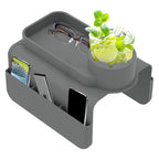 Silicone Sofa Armrest Tray with Dual Side Pockets, Anti-Slip Couch Cup Holder, Silicone Armchair Cup Holder for Drinks, Phone & Snacks, Arm Organizer for Living Room, Recliner, Car (Grey) - color: Grey