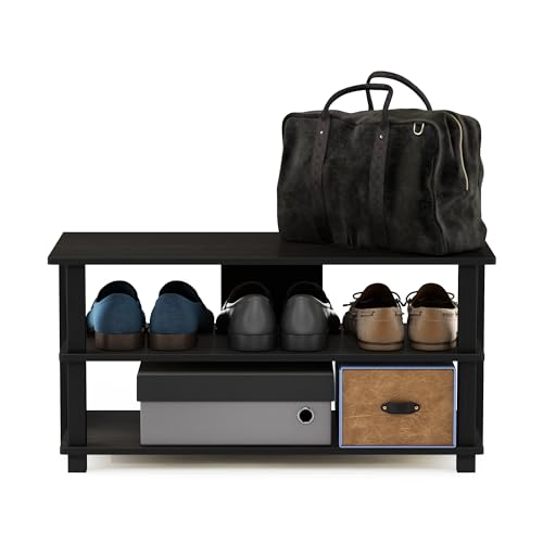 Furinno Turn-N-Tube Shoe Rack, 3-Tier Shoe Organizer, Shoe Storage with Compact Open Shelves, 15.5 x 31.5 x 15.7, for Closet Entryway, Office, Garage, Espresso/Black - color: Espresso/Black, size: 3-Tier (31.5"W)