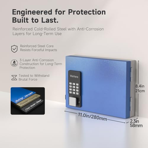 16-Key Key Lock Box Wall Mount – Smart Key Cabinet with App, Keypad, Bluetooth & WiFi Unlock (Sold Separately), Key Organizer for Home, Access Log Tracking Key Management for Small Office - size: 16 Keys (Smart）