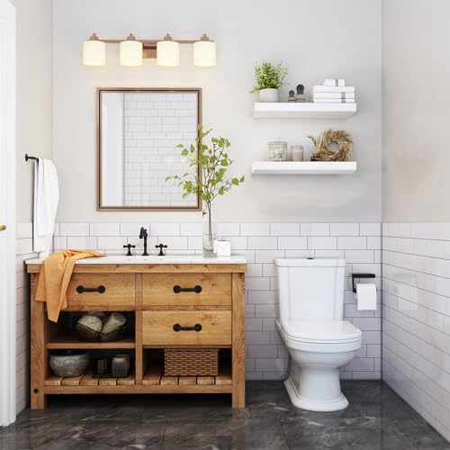 QEEIG Floating Shelves for Wall Bathroom Shelf Bedroom Kitchen Living Room Farmhouse Small Book Shelf 16 inch Set of 2, White (015-W2) - color: B. White, size: 2pcs
