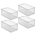 iDesign Stackable Shoe Box with Hinged-Lid for Wedges or Sandals, Set of 4, Clear, Made in USA - style: Pack of 4