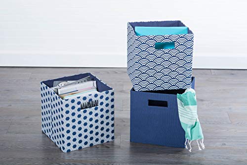 DII Poly-Cube Storage Collection Hard Sided, Collapsible Solid, Large, Nautical Blue - color: Blue, size: Large Square, 13x13x13"