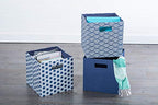 DII Poly-Cube Storage Collection Hard Sided, Collapsible Solid, Large, Nautical Blue - color: Blue, size: Large Square, 13x13x13"