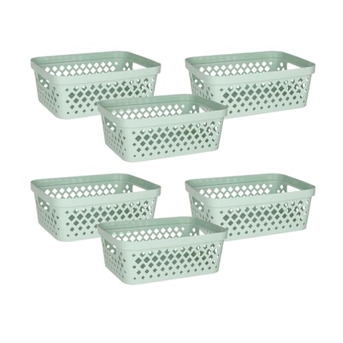 Glad Plastic Storage Basket Set, Value Pack of 6 | Open Storage Bins for Shelves, Bathroom, Pantry, Closet | Nesting Organizer Boxes with Handles, 2 Gallon, Sage - color: Sage, size: 2 Gallon
