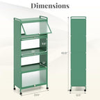 Giantex 5-Tier Kitchen Storage Cabinet, Mobile Microwave Stand with Flip-up PC Doors, Freestanding Kitchen Bakers Rack with 4 Rolling Casters, for Dining Room, Living Room and Study, Green - color: Green