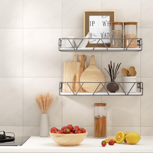 Amaoot Floating Shelves Set of 3, Home Wood Wall Shelf, Farmhouse Shelf for Bedroom, Wall Mounted Floating Shelf for Living Room, Bedroom, Bathroom, Kitchen, Office (Gray) - color: Grey
