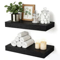 Floating Shelves Bathroom for Wall, Bathroom Shelves Over Toilet, Wall Shelves & Book Shelf, Hanging Shelf, Modern Wooden Wall-Mounted Small Floating Shelves, 12x7x1.5 in (Black, Set of 2) - color: Black, size: 12"(set of 2)