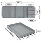 Anti Slip Armchair Caddy w/Detachable Wooden Snack Tray PU Leather Armrest Cup Holder Couch Arm for Recliner w/ 1 Big Pocket, 3 Small Pockets, Remote Control (Med Dark Grey), 10.5Wx30L - color: Medium Dark Grey