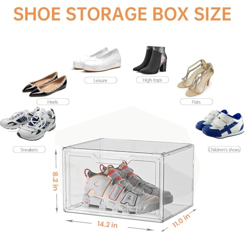 Magnetic Acrylic Clear Shoe Boxes – 360° Transparent Stackable Sneaker Storage & Organizer Box, Professional Shoe Display Case & Multipurpose Storage Bin for Closet (5pcs) - color: Acrylic Clear, size: 5PC