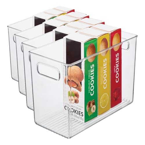 InterDesign iDesign Pantry Bin with Handles - Storage Bin for Cabinets, Fridge, or Freezer - Clear - Made in USA (Pack of 4) - size: Extra Large (Pack of 4)